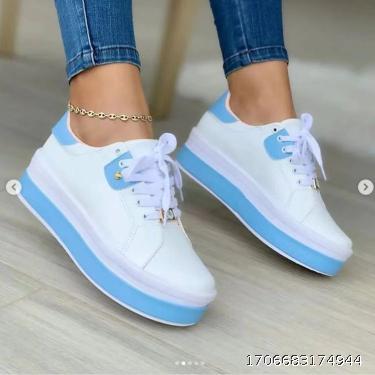Large 2022 Summer Round Head Four Seasons New Pine Cake Bottom Black and White Double Paired Lacing Casual Sports Women's Single Shoes