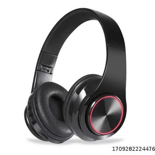 Wireless Bluetooth Headphones On-Ear Headset - Black & Red