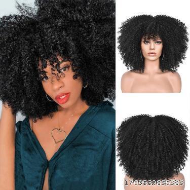 New wig women's short curly hair African small curly hair European and American explosive head wig Wigs rose mesh synthetic fiber headband