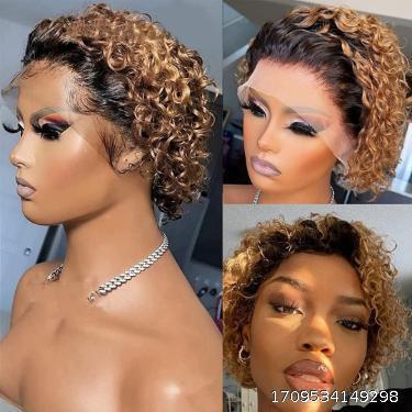 Wig African women's short curly hair, hand wrapped small curly hair, multiple colors available pixie wigs
