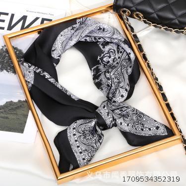 Retro Ethnic Style Small Square Scarf Women's 70cm Tencel Beautiful Brocade Scarf Simulation Silk Satin Scarf Gift