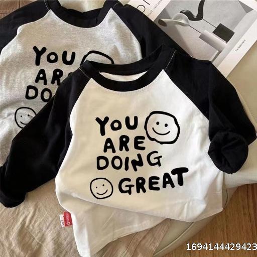 Children's New Girl Long Sleeve Splice Cotton Cartoon Pattern