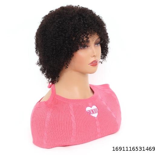 human hair afro short wigs African short roll human hair mechanism headgear