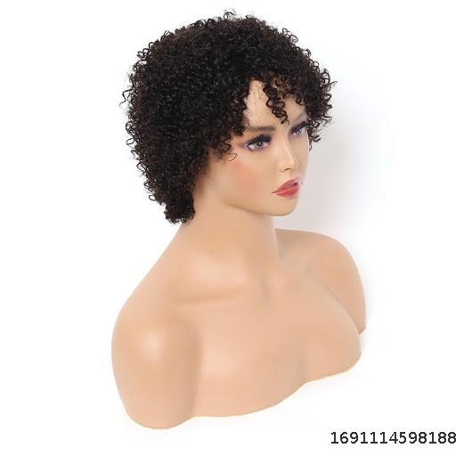 African small curly short mechanism headgear, pixie cut short curly wigs