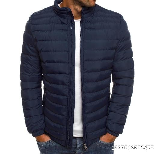 2023 Winter Men's Standing Collar Cotton Coat Solid Casual Coat Large Fashion Men's Cotton Coat