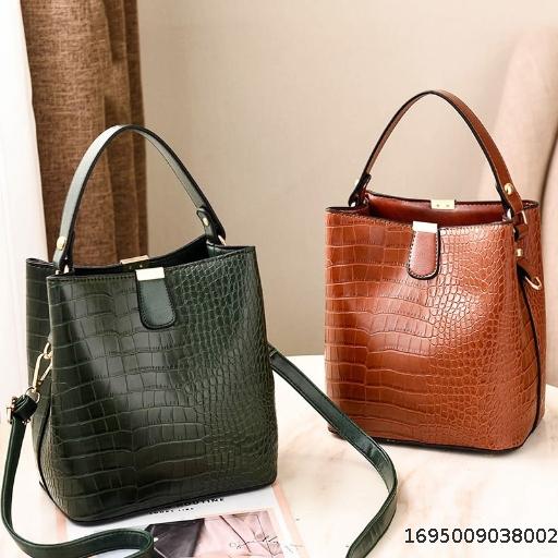 Crocodile Pattern Bucket Bag Fashion Versatile Handbag Women's Bag