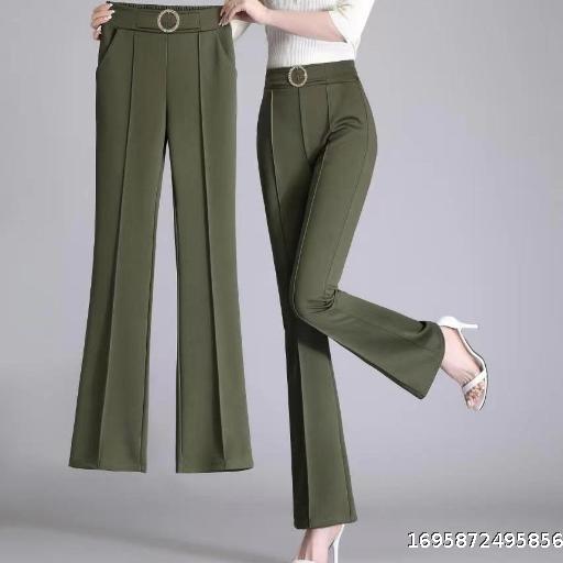 Women's flared pants New high waisted slimming summer drape with a shaped elastic waistline slimming legs straight slightly flared pants