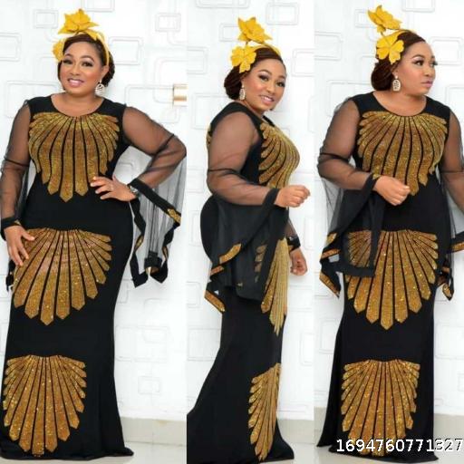 Dress Fashion Mesh Flare Sleeve Hot Diamond Wrap Hip Fishtail Large Elastic Long Dress