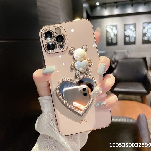 Bear with Makeup Mirror 14pro New Apple 13 Phone Case iPhone12promax Women's 11 Premium