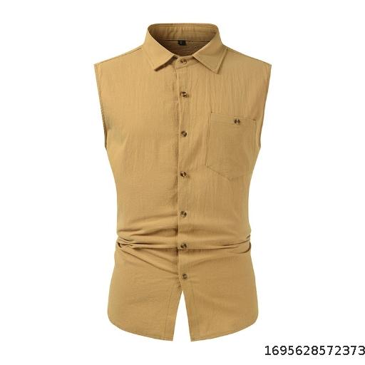 2023 Summer Foreign Trade New Men's Casual Polo Sleeveless Tank Top Fashion Men's Solid Color Loose Sleeveless Tank Top