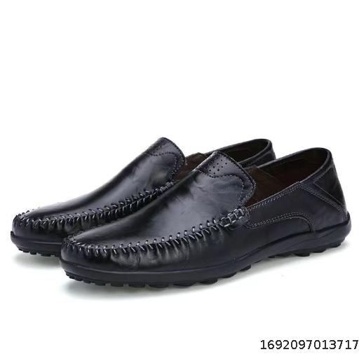 Genuine Leather Cowhide Waterproof Casual Men's Leather Shoes Men's Summer New Hole Shoes Hollow Breathable Cover Foot Bean Sandals