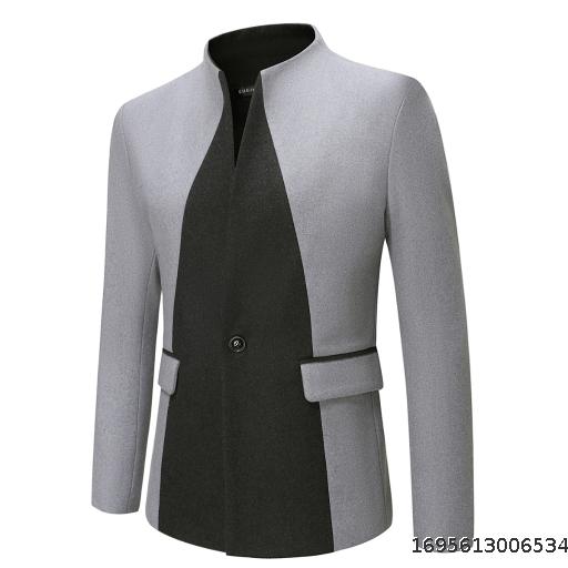 2023 Autumn and Winter Foreign Trade New Men's Casual Standing Collar Suit Jacket Fashion Men's Slim Fit Colored Suit Jacket