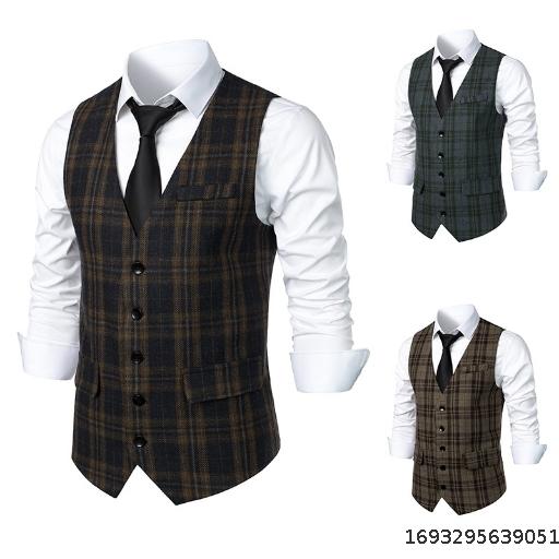 2023 Autumn Foreign Trade New Men's Medieval Vintage Vest European Size Men's Casual Fit Vest