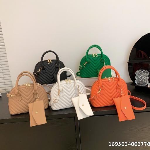 Solid Diamond Checker Handbag Casual One Shoulder Crossbody Shell Bag