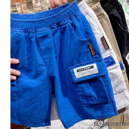 Boys' Shorts Pure Cotton New Work Suit Shorts Casual Children's Mid to Big Children's Capris