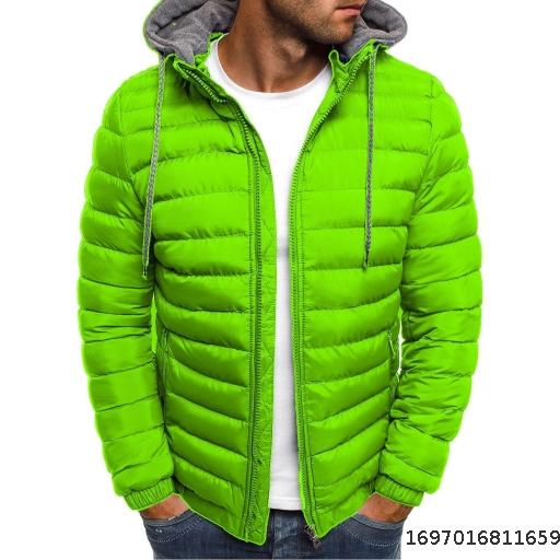 Solid color simple and atmospheric men's hooded cotton jacket Solid color cardigan Autumn and winter new cotton jacket