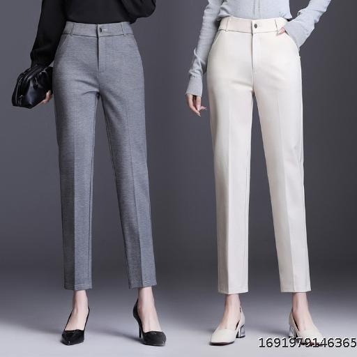 Summer Thin Small Straight Sleeve Formal Dress Elastic Professional Fat MM Large Western Pants Dropped Korean Version Slim High Waist