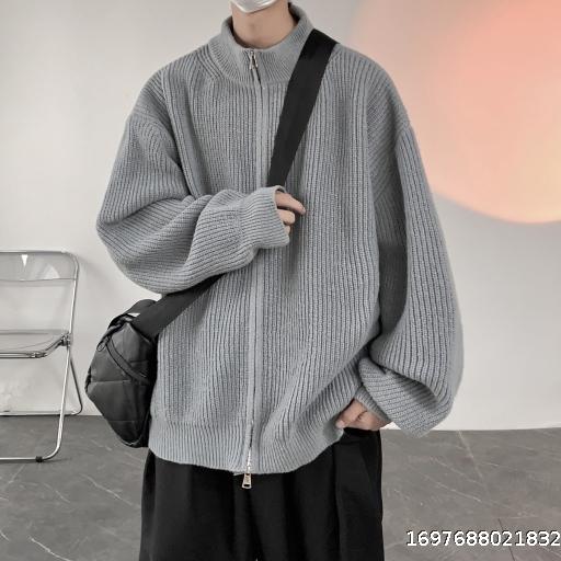 Autumn/Winter New Sweaters Men's Zipper Cardigan Sweaters Knitwear Men's Mock Neck Coat Fashion Casual Men's Sweaters