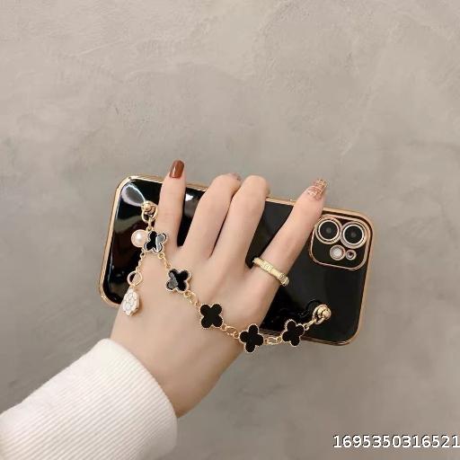 Four Leaf Grass Chain iPhone 13 Case Apple 14ProMax New X/XR Women 12 Full Pack 11 Silicone xs