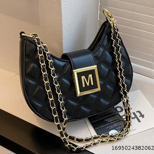 Moon Bag Chain Bar Lingge Small Fragrant Wind Shoulder Bag Crossbody Bag
