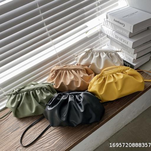 Small bag, female minimalist dumpling bag, versatile retro pleated single anticline cross cloud bag