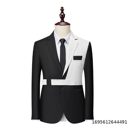 2023 Autumn Foreign Trade New Men's Contrast Color Suit Coat Business Men's Casual Loose One Button Suit