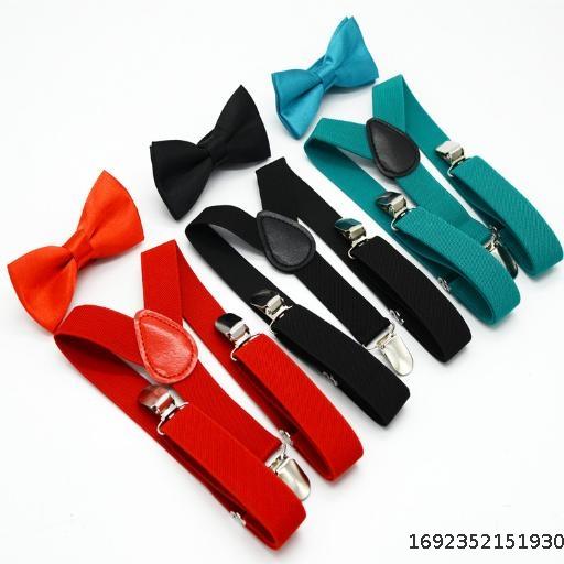 Bowtie Hanging Trouser Belt Set for Boys and Girls, Shoulder Belt Clip for Spring and Autumn Babies, Hanging Trouser Clip