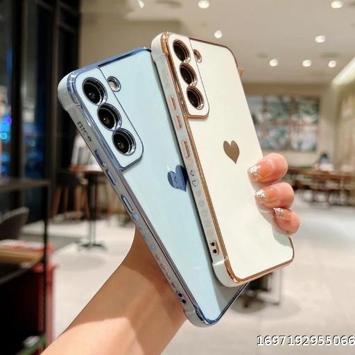 Suitable for Samsung Electroplated Love Phone Case Straight Edge Solid Color Protective Case