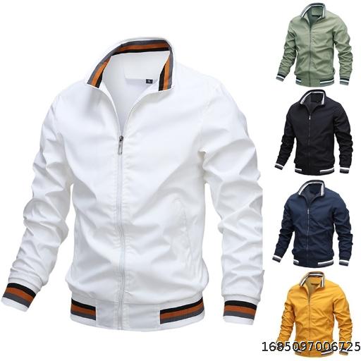 New Cross border Trade Casual Jacket for Men's Amazon Factory Direct Sales Spring and Autumn Sports Solid Color Men's Jacket