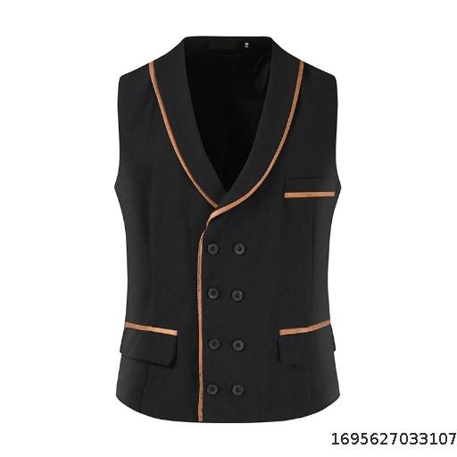 23 Spring and Autumn New Foreign Trade Men's Casual V-neck Suit Vest Fashion Men's Casual Double breasted Suit Vest