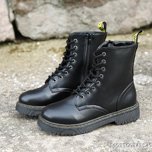 2023 New Large British Fashion Martin Boots Women's Autumn and Winter Mid Sleeve Short Boots