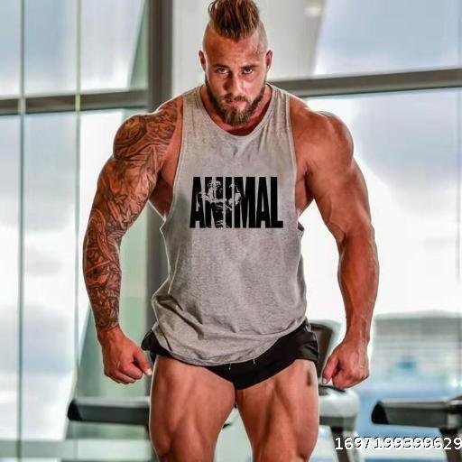 Spring/Summer New Sports Muscle Racerback Training Sleeveless T-shirt Trendy Men's Casual Loose Fit Tank Top Men's