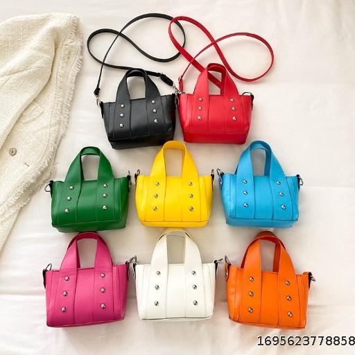Fashion casual rivet texture portable shoulder crossbody small bucket women's bag