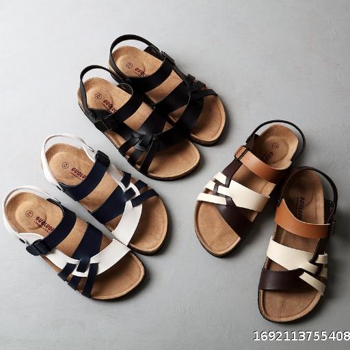 Cork Slippers Male Hollow Two Wear Men's Summer Large Flat Sandals Beach Shoes Fashion Slippers