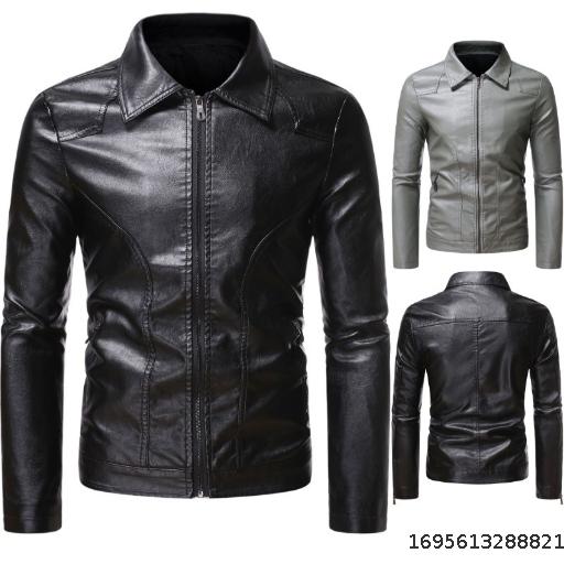 2023 Autumn and Winter Foreign Trade New Men's Casual Slim Fit Leather Clothing Youth Men's Business Casual PU Leather Jacket Coat