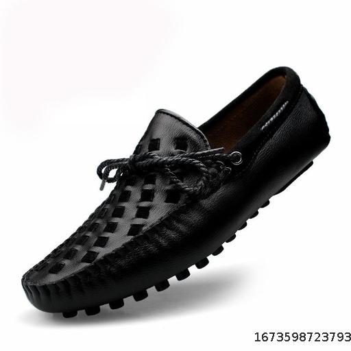 2023 Autumn New Breathable Beans Shoes Men's Leather Fashion Korean Top Layer Cowhide British Casual Shoes