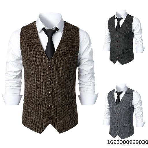 2023 Foreign Trade Autumn New Men's Medieval Vintage Vest European and American Men's Casual Fit Suit Vest