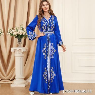 muslim Set Long Skirt Split Long Sleeve Autumn/Winter Women's Wear Embroidered Clothes Two piece Dress Set