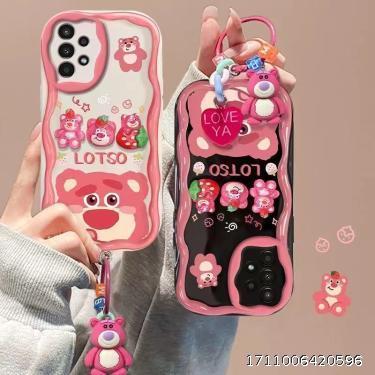 Suitable for Samsung A23 5G Cartoon Cute 3D Strawberry Bear Pendant Cream Pattern Phone Case, Full Package Anti Drop Soft Case