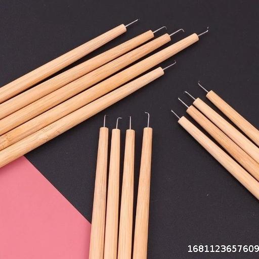 Hand hook wig, wooden handle, crochet, hair piece, net cap, leather, crochet, imported needle, improved weaving, hair repair, fine handle, crochet