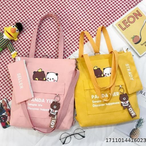 Canvas bag women's crossbody bag 2020 new trendy shoulder bag, Korean version versatile Instagram bag student bag for books