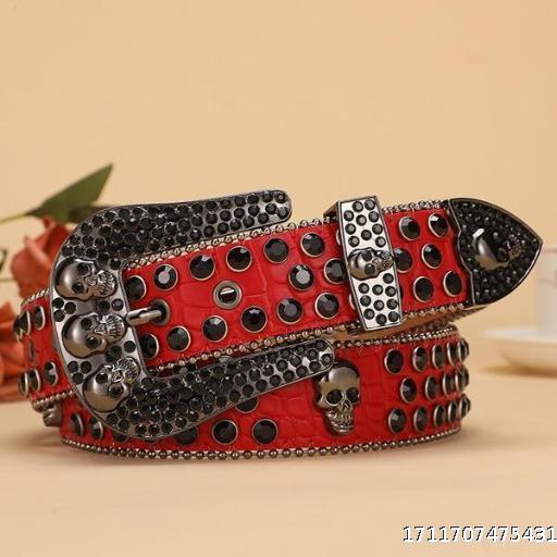 Alloy needle buckle skull Y2K punk style European and American cross-border hot selling diamond inlaid stone belt
