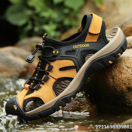Large Men's Baotou Leisure Beach Sandals Off road Mountaineering Genuine Leather Creek Tracing Sandals