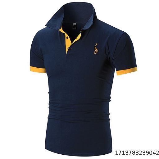 Multicolor Short sleeved Men's Polo Shirt Casual Deer Embroidered Top Slim Fit Thin T-shirt