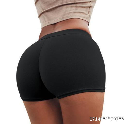 New Europe and the United States solid color tight wrap buttock elastic leggings women's multi-color flat corner anti-slip underwear yoga shorts