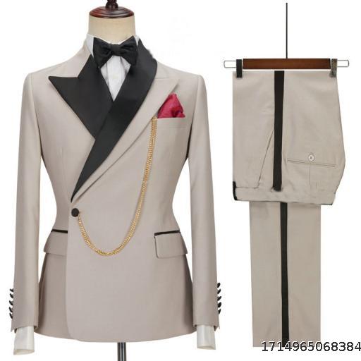 2024 New Men's Suit Two Piece Wedding Banquet Groom Best Man Men's Suit Set Slim Fit Korean Edition Formal Dress