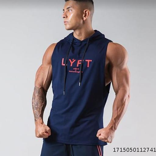New Muscle Fitness Brother Sports Hooded Tank Top Men's Loose Breathable Sleeveless Vest Basketball Training Clothes