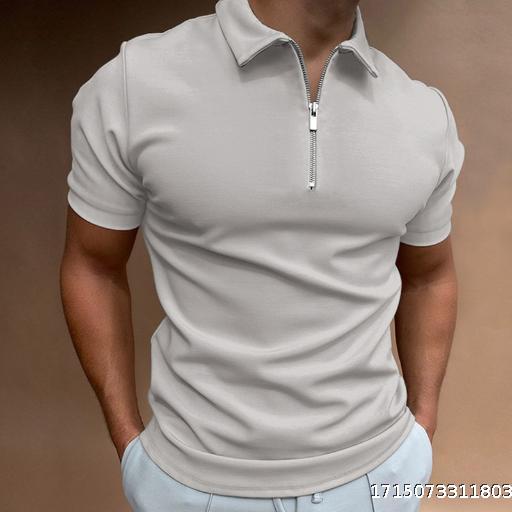 New texture polo shirt, fashionable and minimalist men's summer short sleeved casual top T-shirt