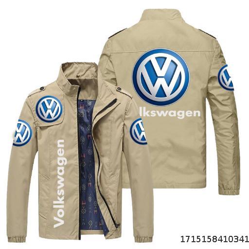 European and American Volkswagen logo, men's standing collar, side sewn pockets, business outerwear, casual youth trendy men's jacket