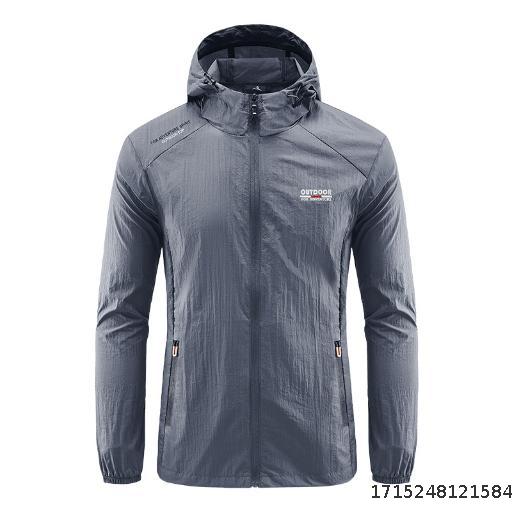Summer Light and Thin Ice Silk Sunscreen Clothes for Men's Outdoor Fishing Sunscreen Clothes Breathable Loose Hooded Sports Jackets Top